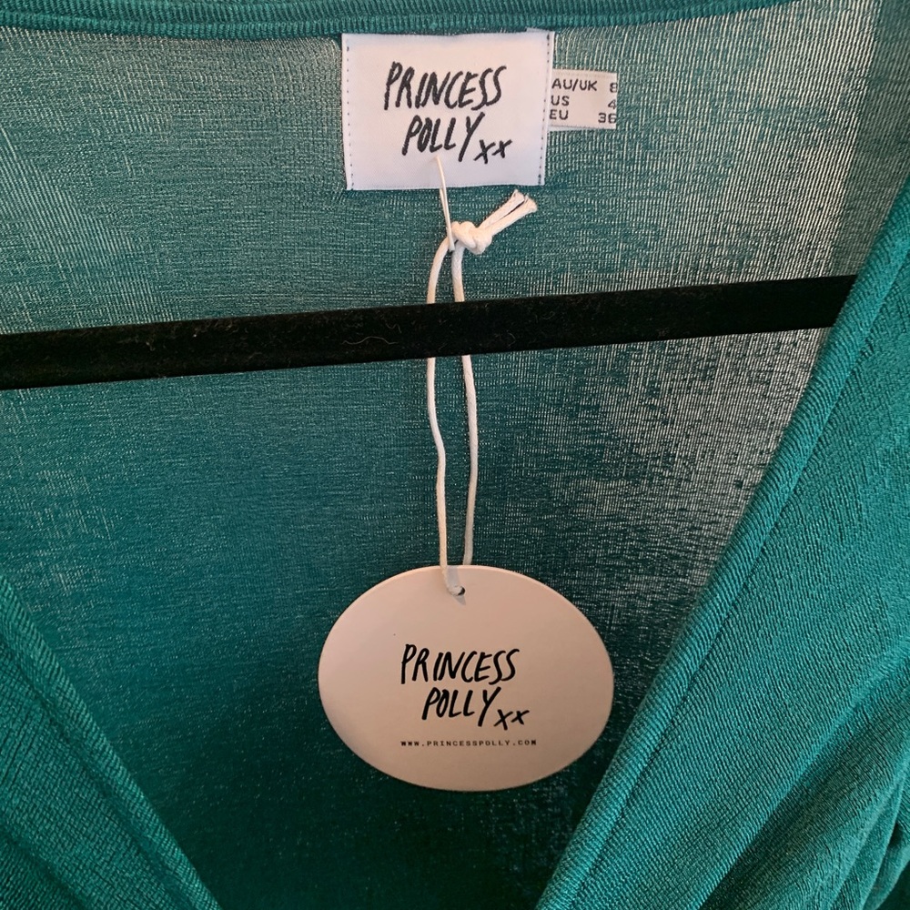 Princess Polly forest green jade bodycon cutout dress mini long sleeve stretch 4 - Picture 4 of 7